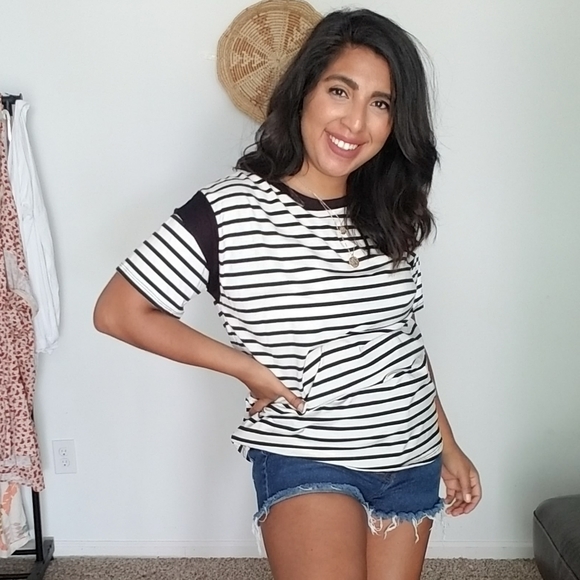 YING & YANG RELAXED STRIPE TEE TOP - Picture 15 of 15